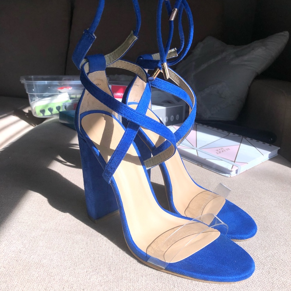 Blue Lace Up Heels